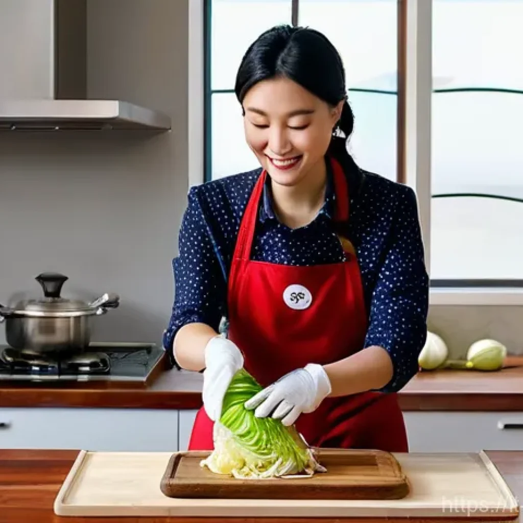 한식 관련 온라인 강좌 - **Prompt 1: An Italian Home Cook Mastering Korean Kimchi**
    "A candid, well-lit shot of an Italia...