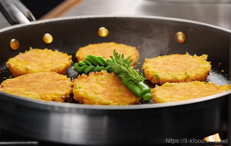 한식 튀김요리 만들기 - **Friends Enjoying a Twigim Feast:**
    "A cheerful and lively scene featuring three young adults, ...