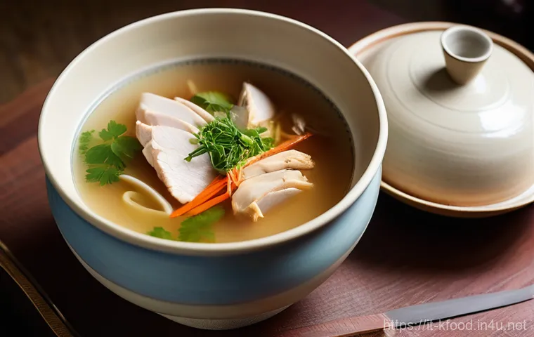 한식 국물요리 추천 - **Prompt:** A close-up, top-down view of a vibrant, steaming hot pot of Kimchi Jjigae simmering gent...