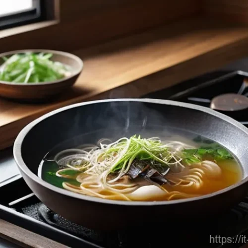 Home 25 한식 육수 만들기 - **Prompt 1: The Heart of Korean Broth Tradition**
"A cozy, sunlit Italian kitchen with rustic wo...