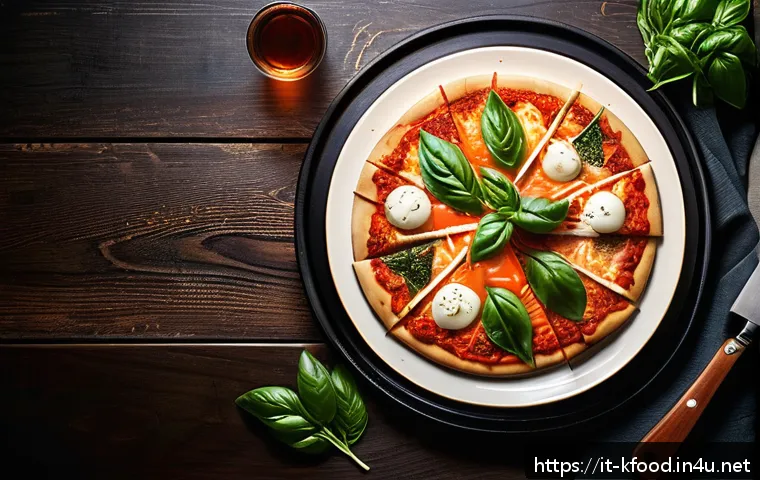 한식의 글로벌 스타트업 - A vibrant, modern Italian gourmet restaurant setting featuring a stylish plate of fusion kimchi pizz...