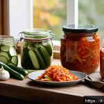 Home 19 한식 김치 종류와 영양 정보 - A vibrant Italian kitchen scene featuring a rustic wooden table set for a family gathering during au...