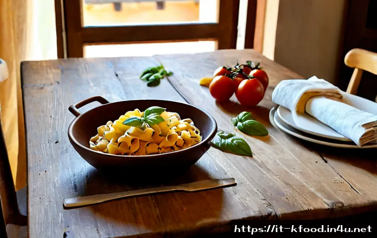 한식의 문화적 상징성 - Photorealistic still life of an Italian family table symbolizing heritage and togetherness, rustic w...